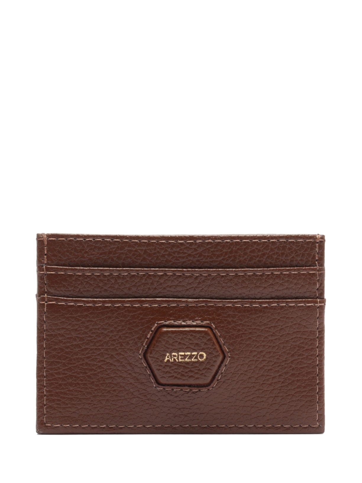 Porta-Cartões Feminino Couro Tag Hexagonal Marrom Arezzo