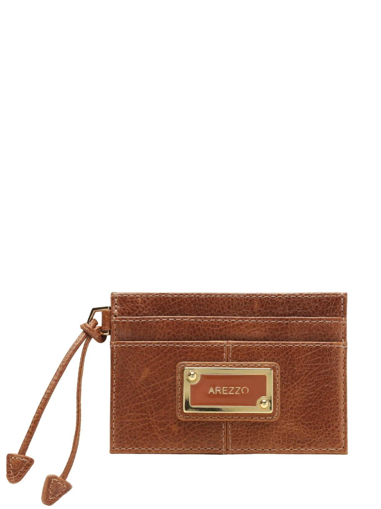 Porta-Cartões Feminino Couro Tag Metal Marrom Arezzo