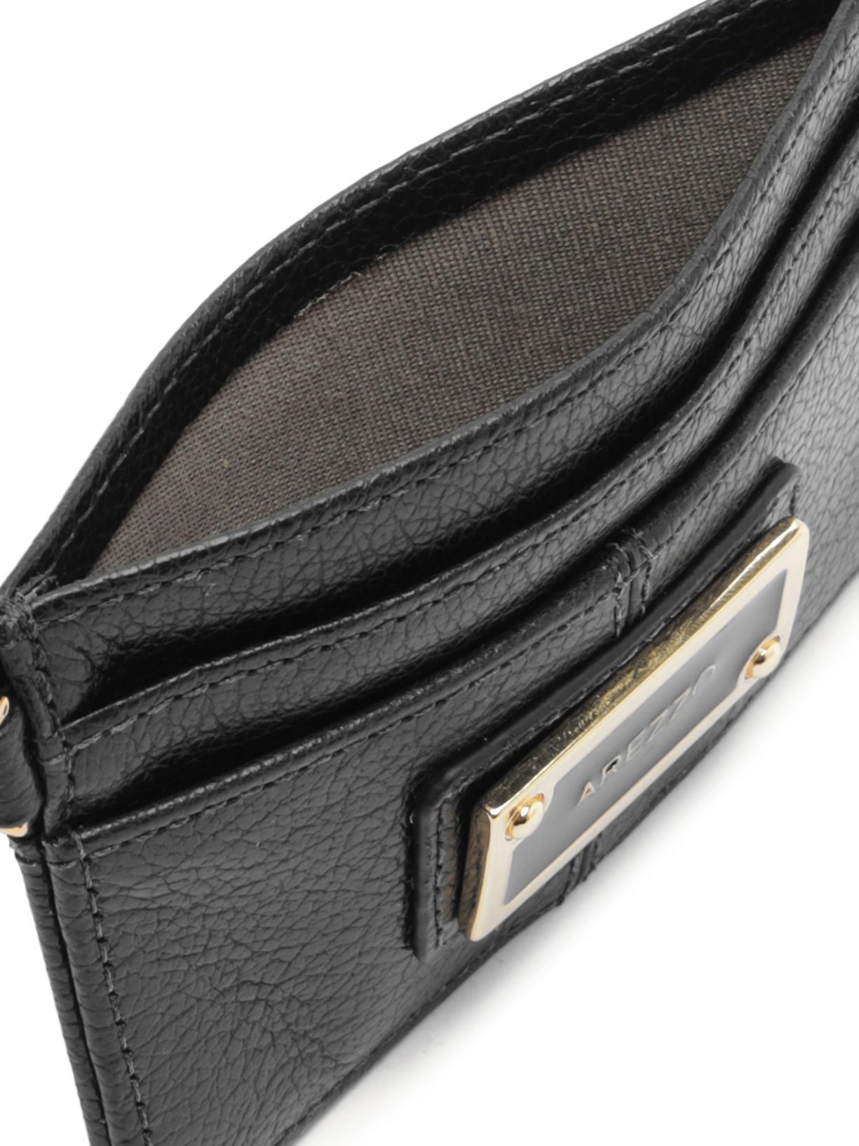 Porta-Cartões Feminino Couro Tag Metal Preto Arezzo
