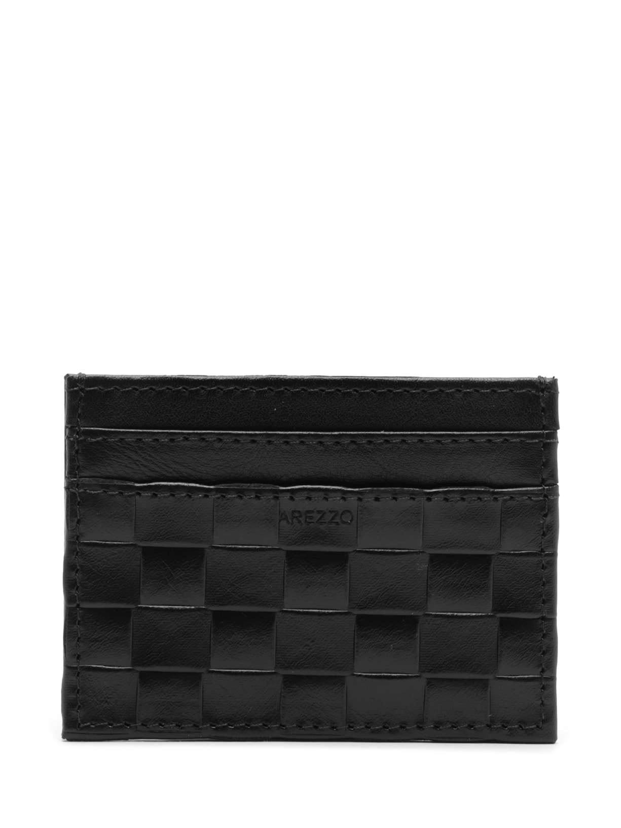 Porta Cartões Feminino Couro Tressê - Preto