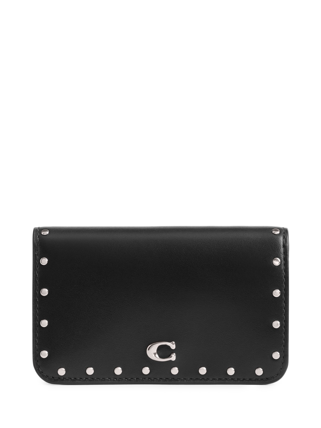 Porta Cartões Feminino Essential Slim With Rivets - Preto