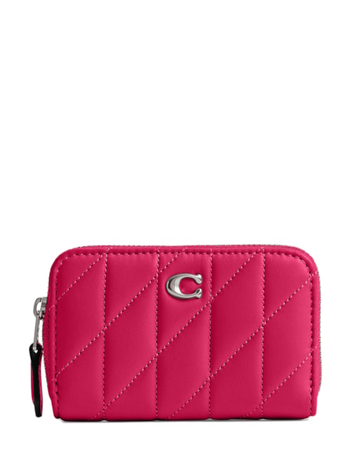 Porta-Cartões Feminino Small Zip Around With Pillow Quilting - Rosa