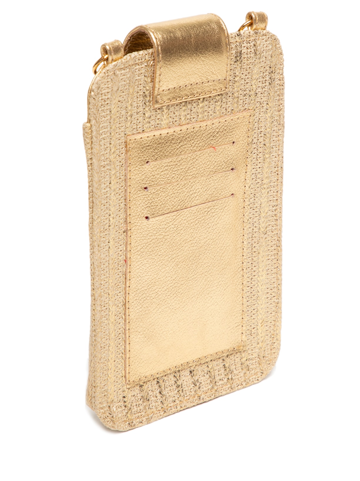 Porta Celular Feminino Em Palha Dourado Isla