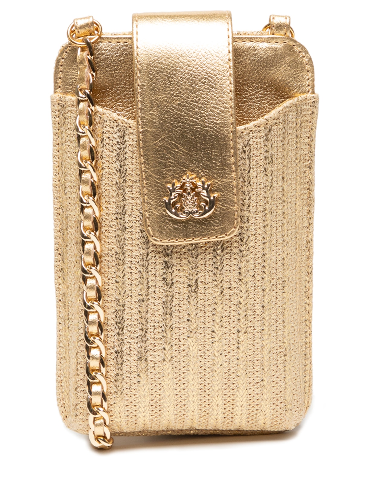 Porta Celular Feminino Em Palha Dourado Isla