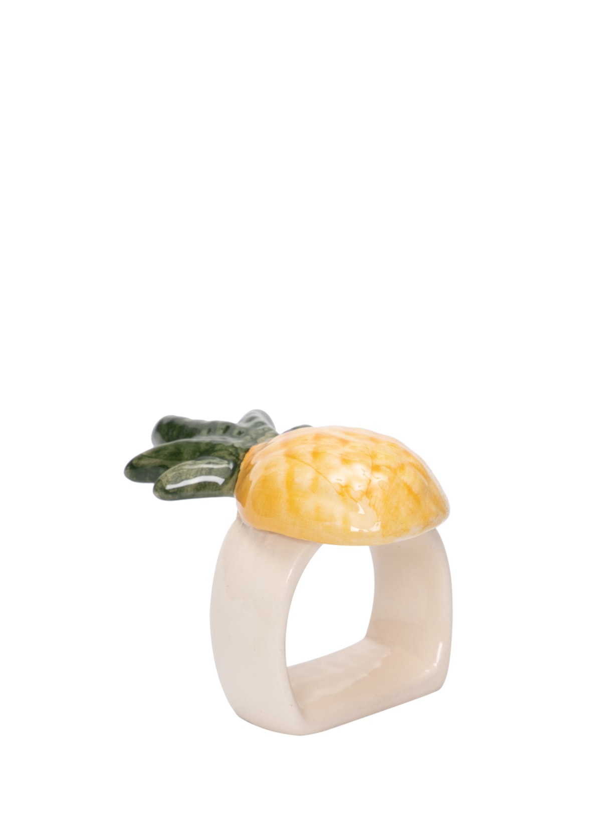 Porta Guardanapo Abacaxi Em Cerâmica 1 Peça - Amarelo