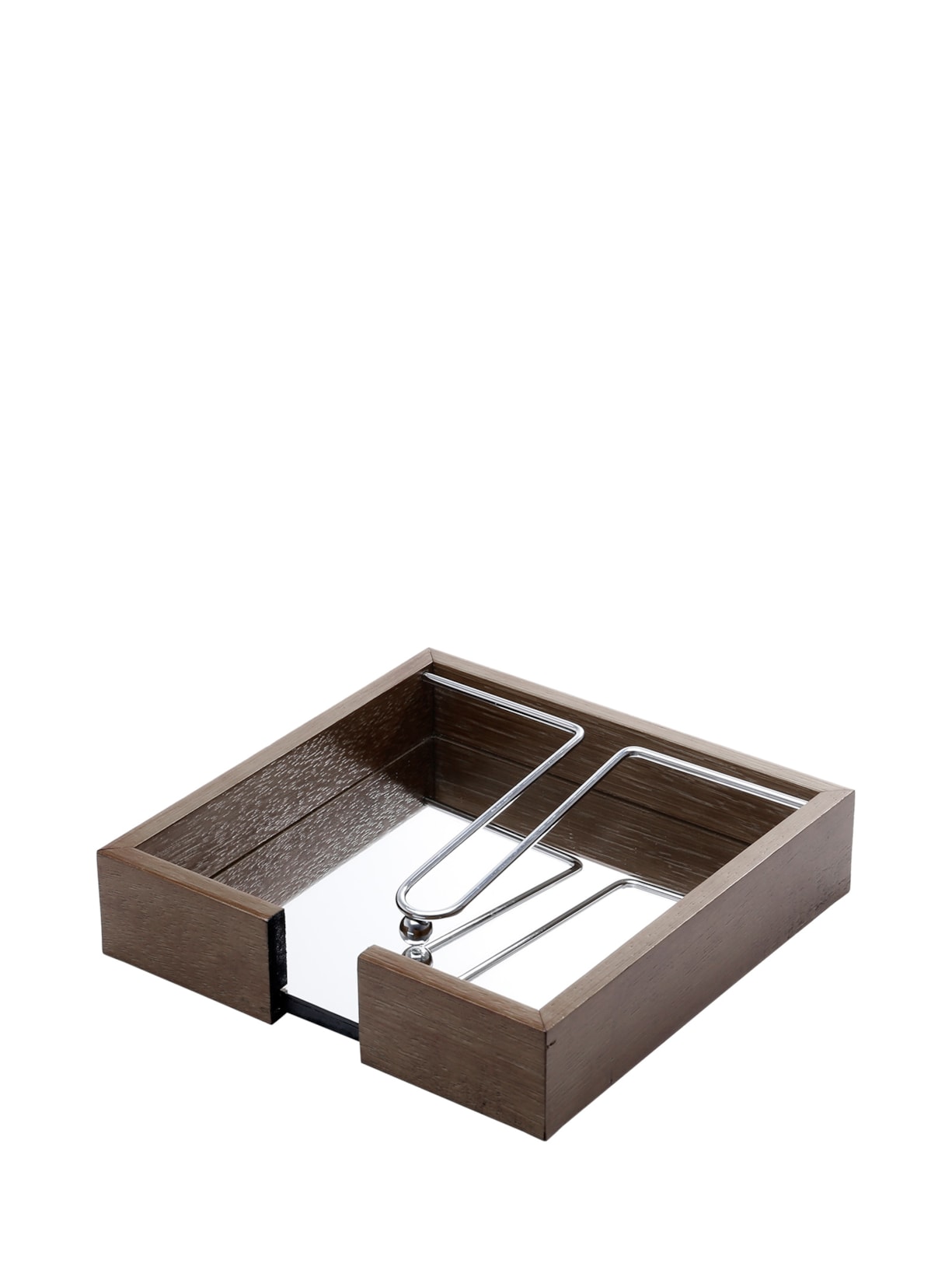 Porta Guardanapo De Madeira Aramado Com Espelho Marrom '2Home