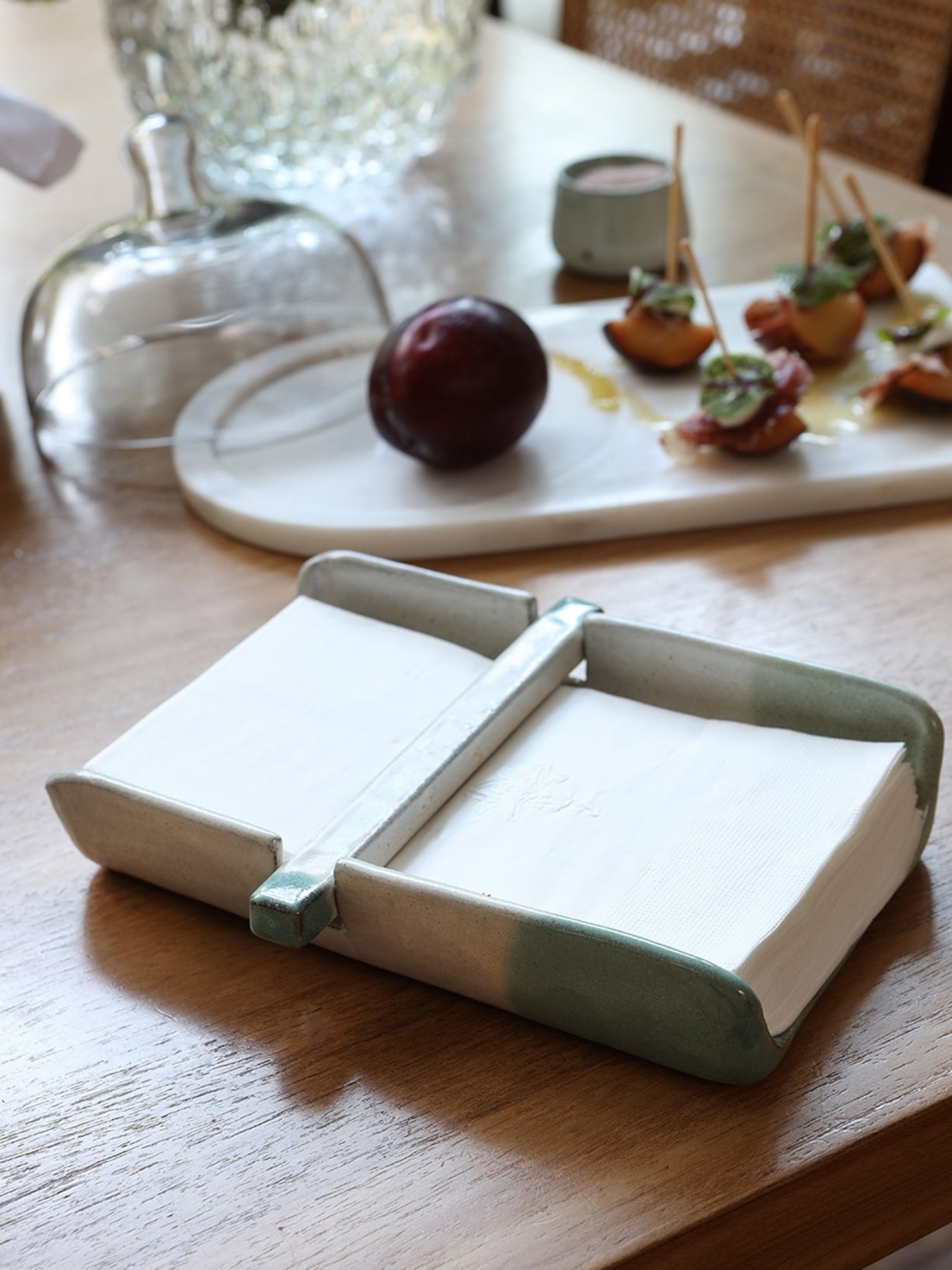 Porta Guardanapo Mergulho Em Cerâmica Branco Le Lis Casa