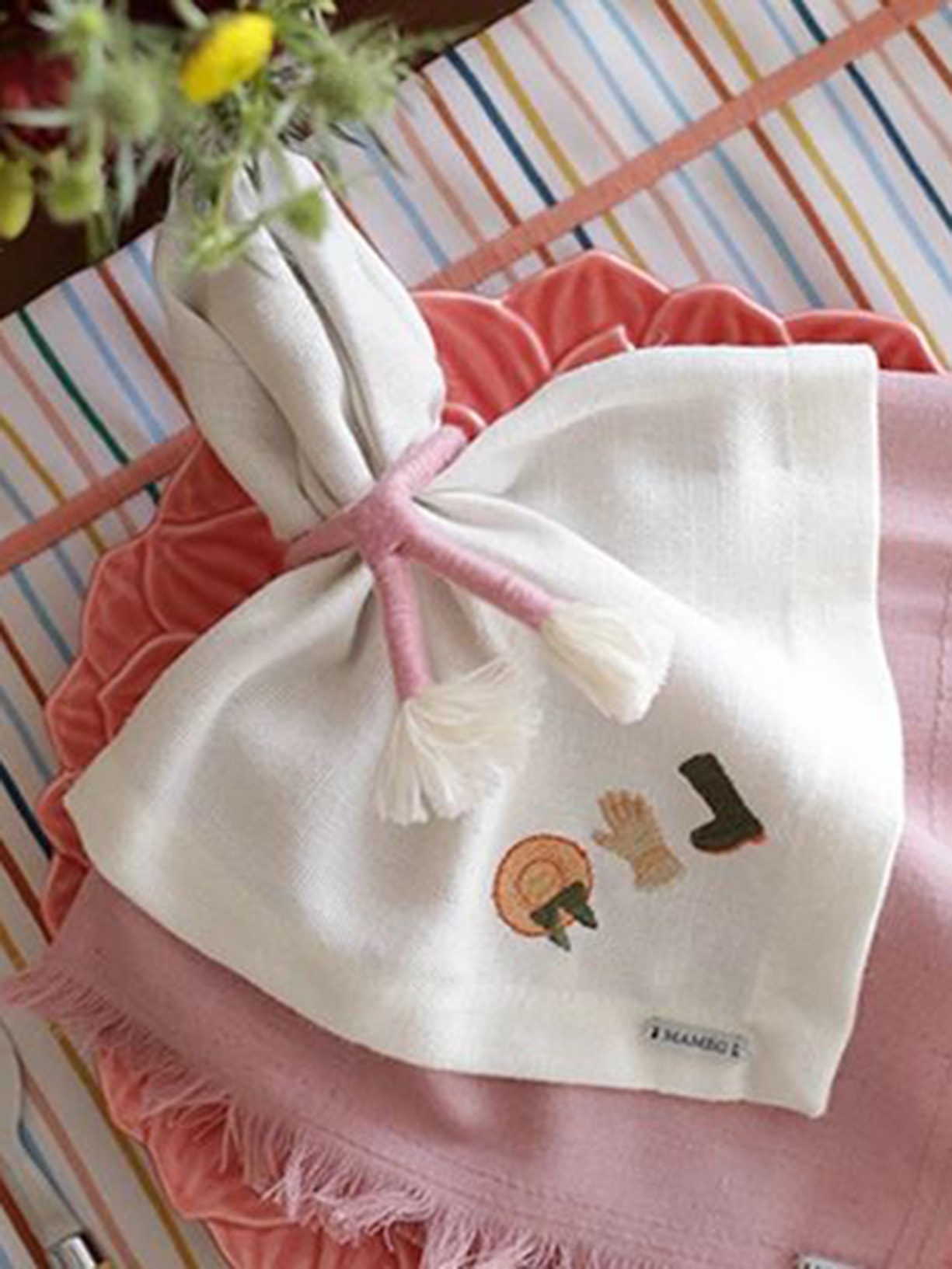 Porta Guardanapo Nature Boho Rosê Rosa Mameg