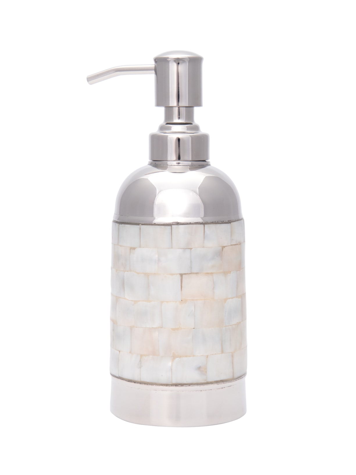 Porta Sabonete Líquido Em Aço Inox Com Madrepérola 500 ml - Prata