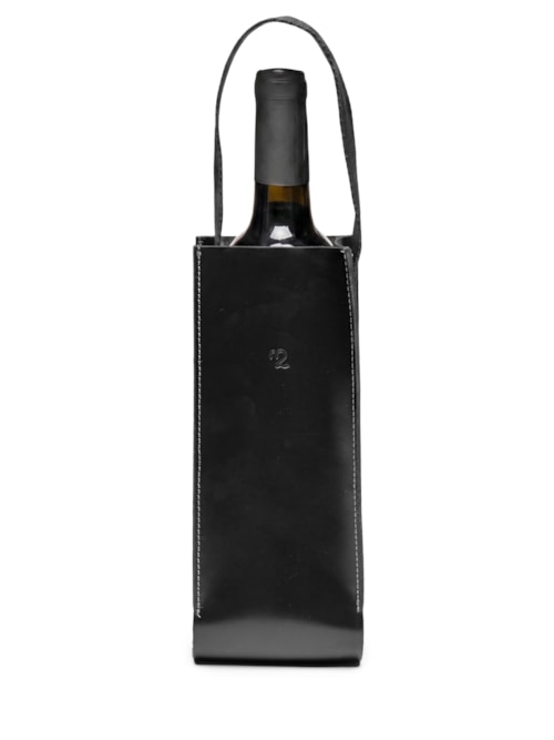 Porta Vinho Ou Espumante Masculino Unitário Em Couro – Preto