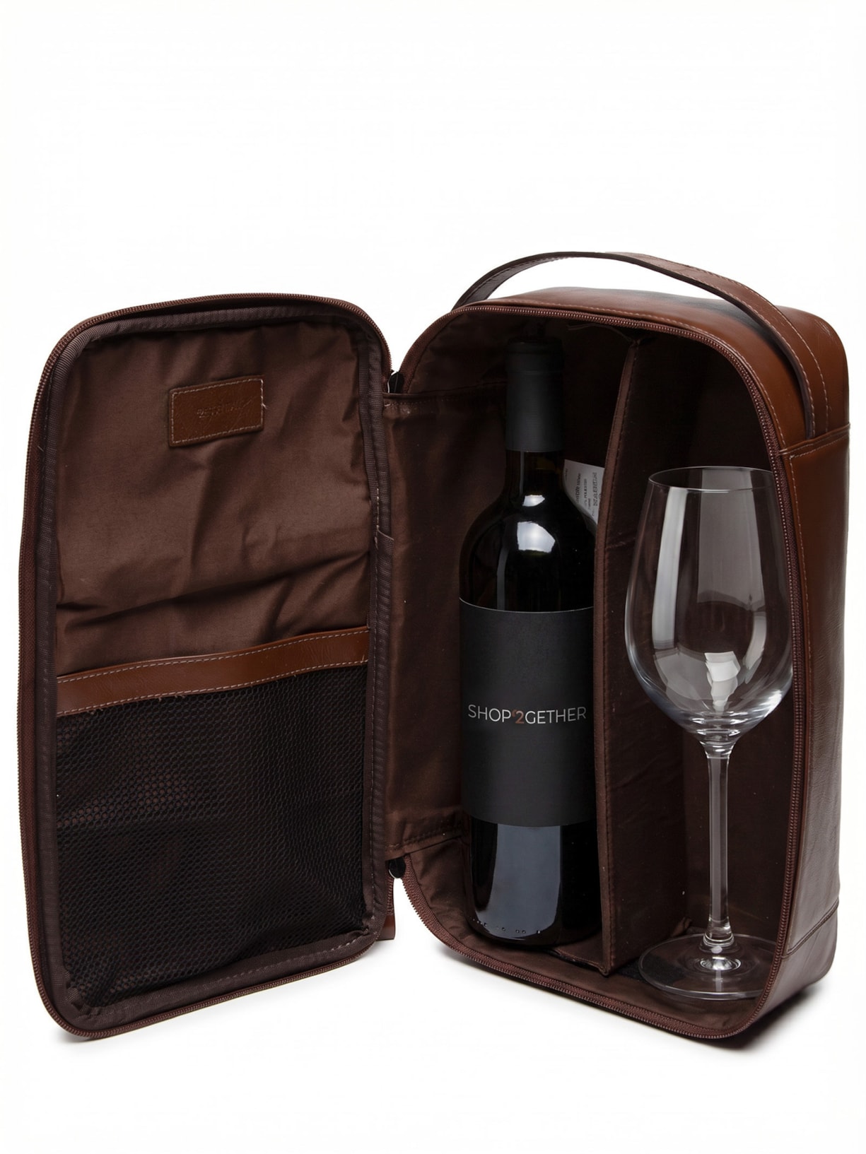 Porta VInhos Em Couro Legítimo Marrom '2 Essential