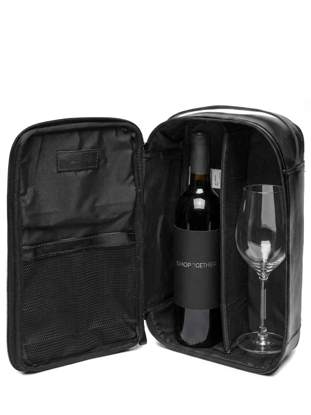 Porta VInhos Em Couro Legítimo Preto '2 Essential