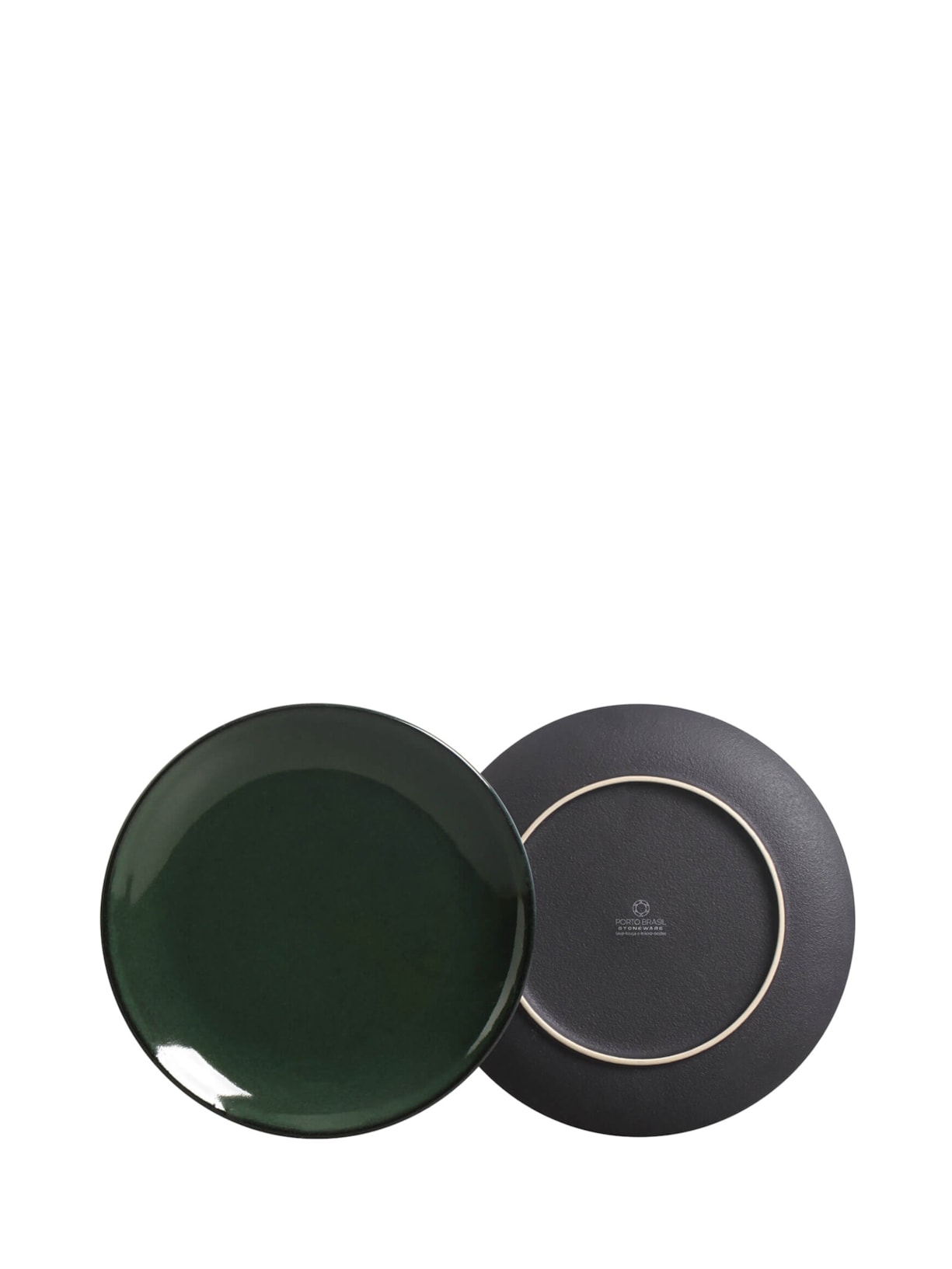 Prato De Sobremesa Coup Stoneware Naturale Verde Porto Brasil