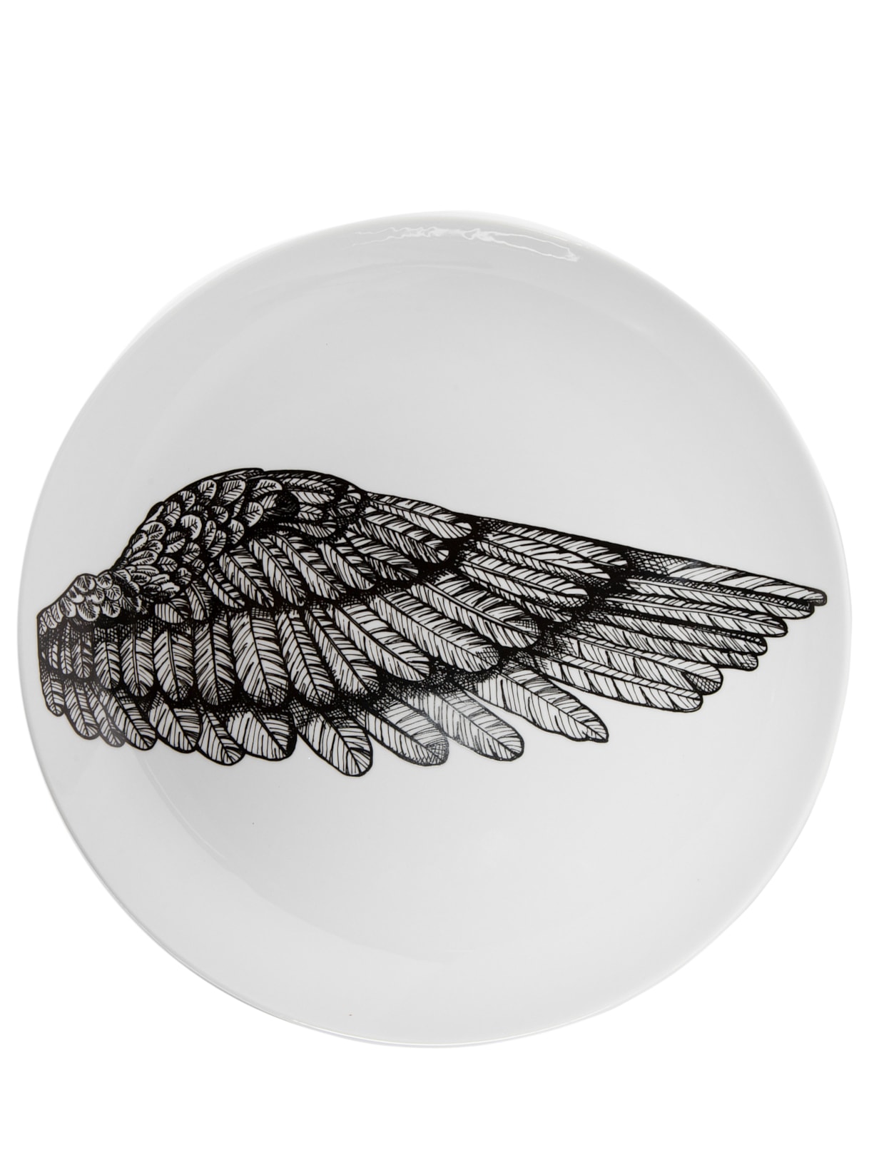 Prato Decorado Asa Direita Em Porcelana 1 Peça - Branco