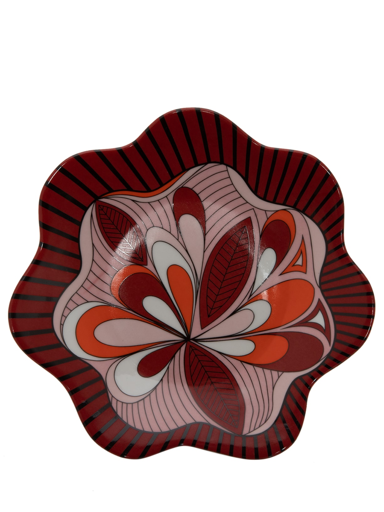 Prato Decorado Flor Lily Por-do-sol Em Porcelana 1 Peça - Vermelho