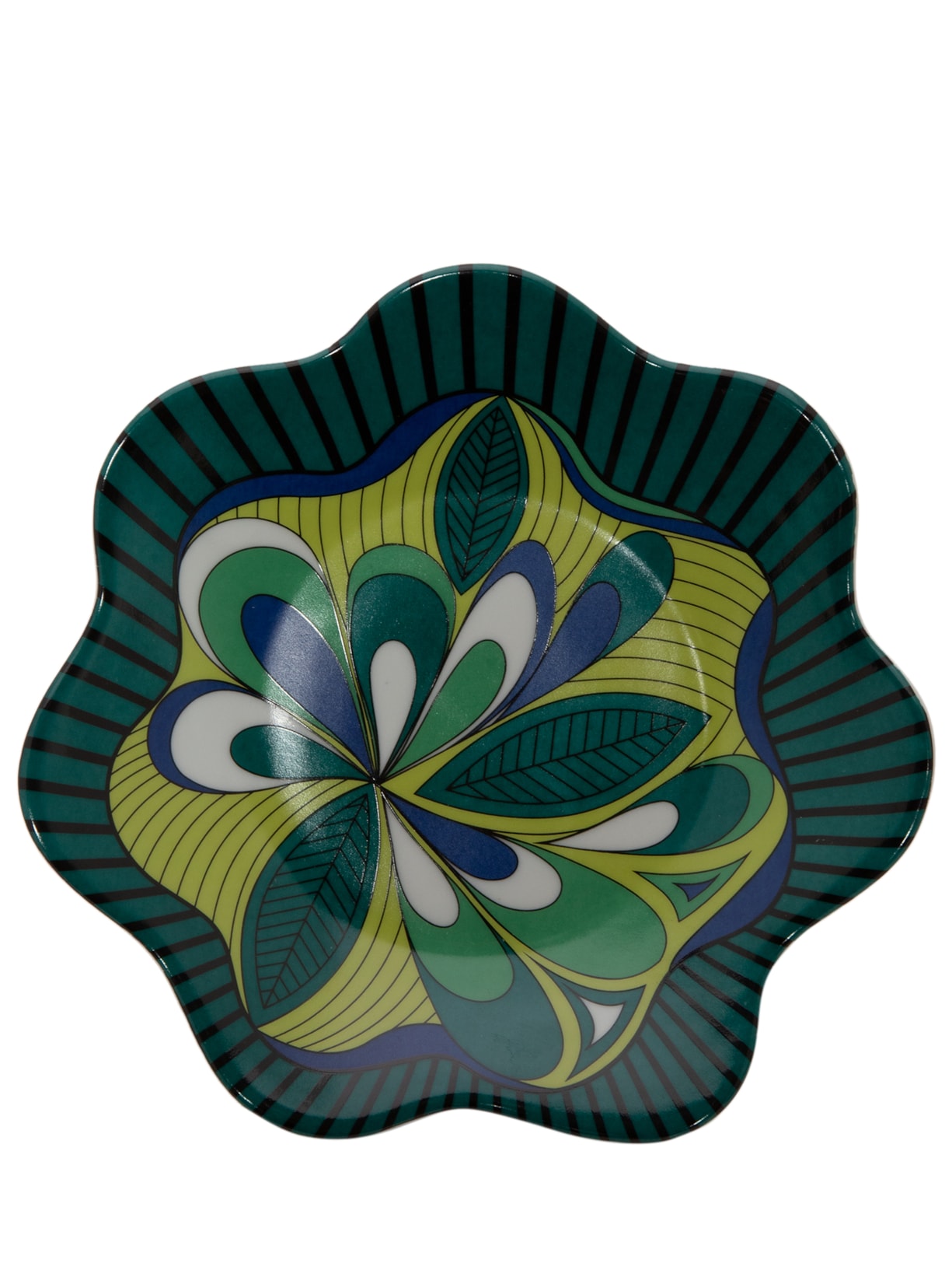 Prato Decorado Flor Lily Verdejante Em Porcelana 1 Peça - Verde