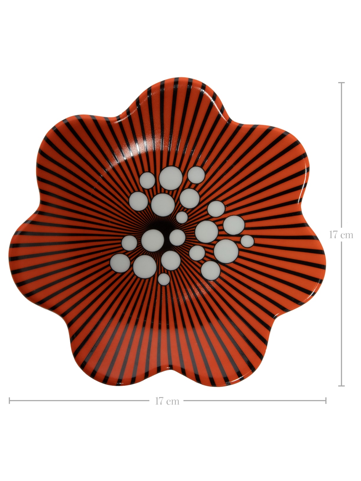 Prato Decorado Flor Mini Daisy Por-do-sol Em Porcelana 1 Peça Vermelho Studio Cris Azevedo