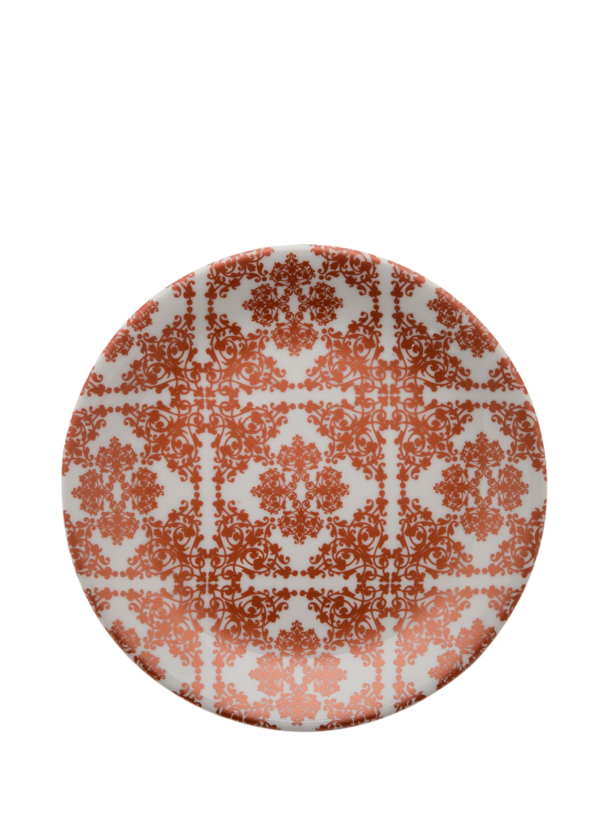 Prato Decorado Grades Cobre Em Porcelana 1 Peça - Branco