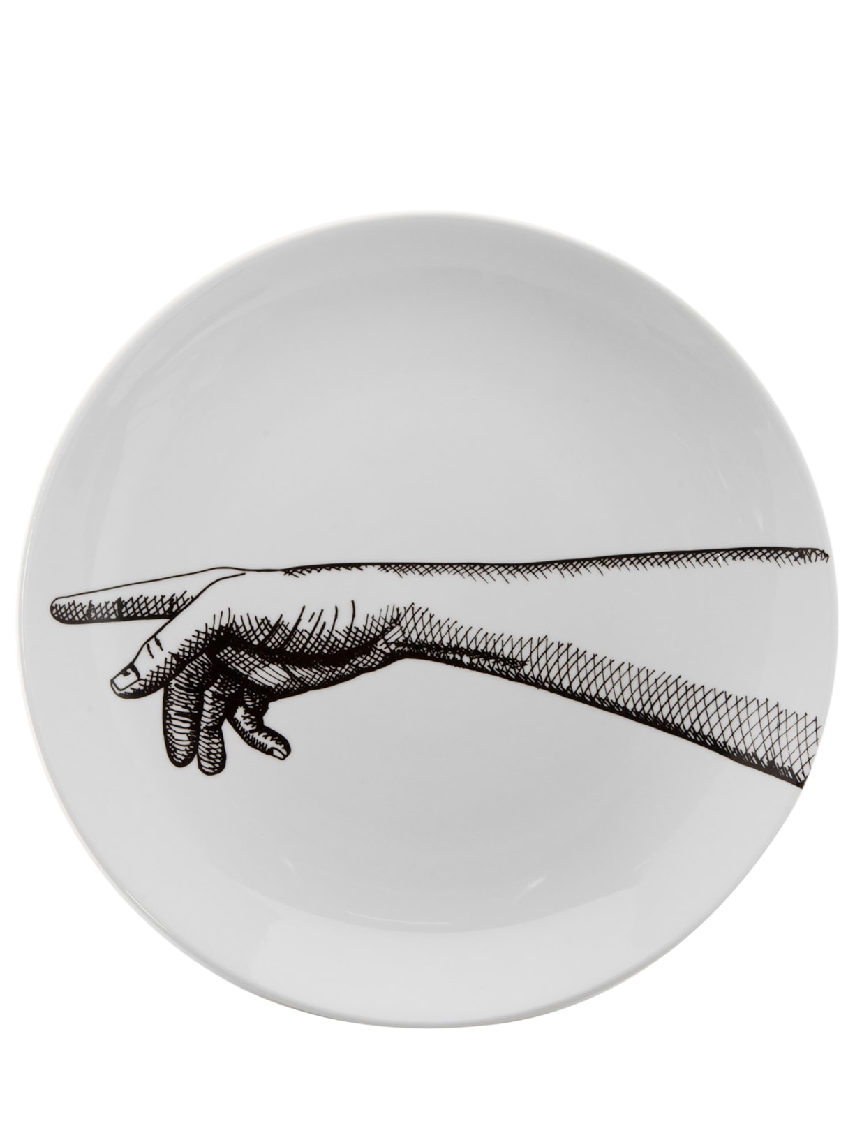 Prato Decorado Mão Direita Em Porcelana 1 Peça - Branco