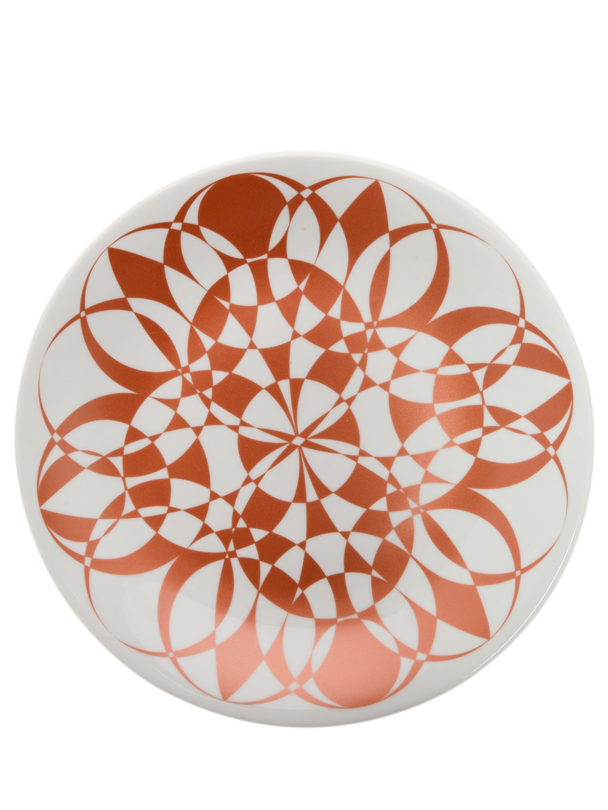 Prato Decorado Optical Cobre Em Porcelana 1 Peça - Branco