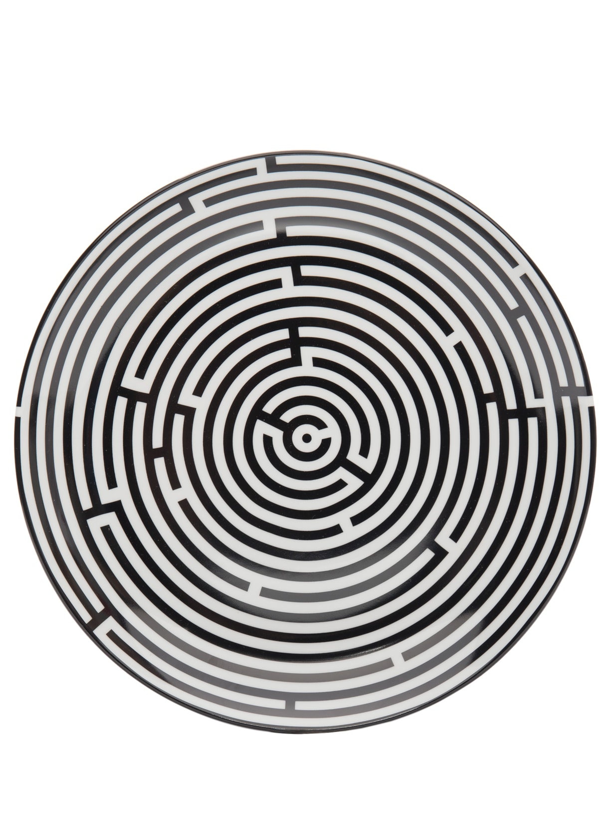 Prato Decorativo Labirinto Em Porcelana 1 Peça - Preto