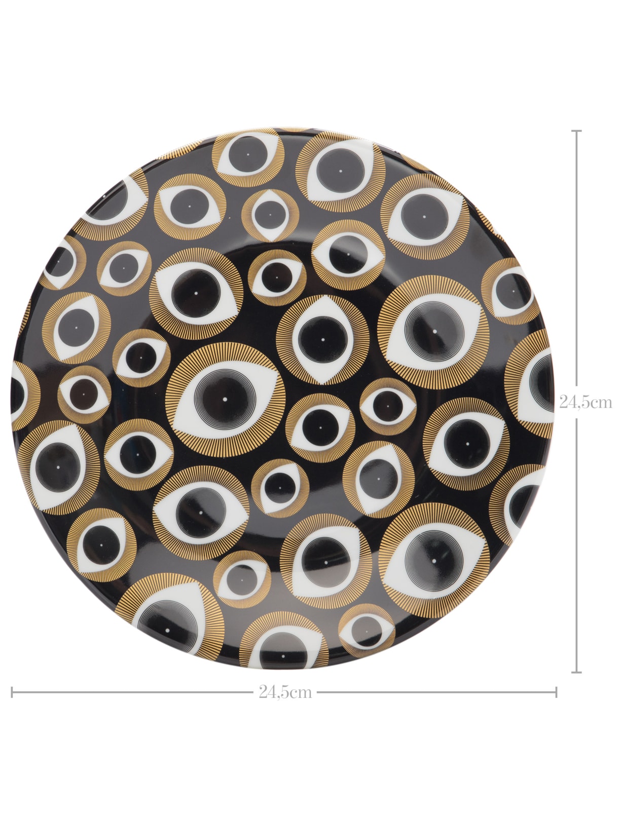 Prato Decorativo Olhos Em Porcelana 1 Peça Preto Studio Cris Azevedo