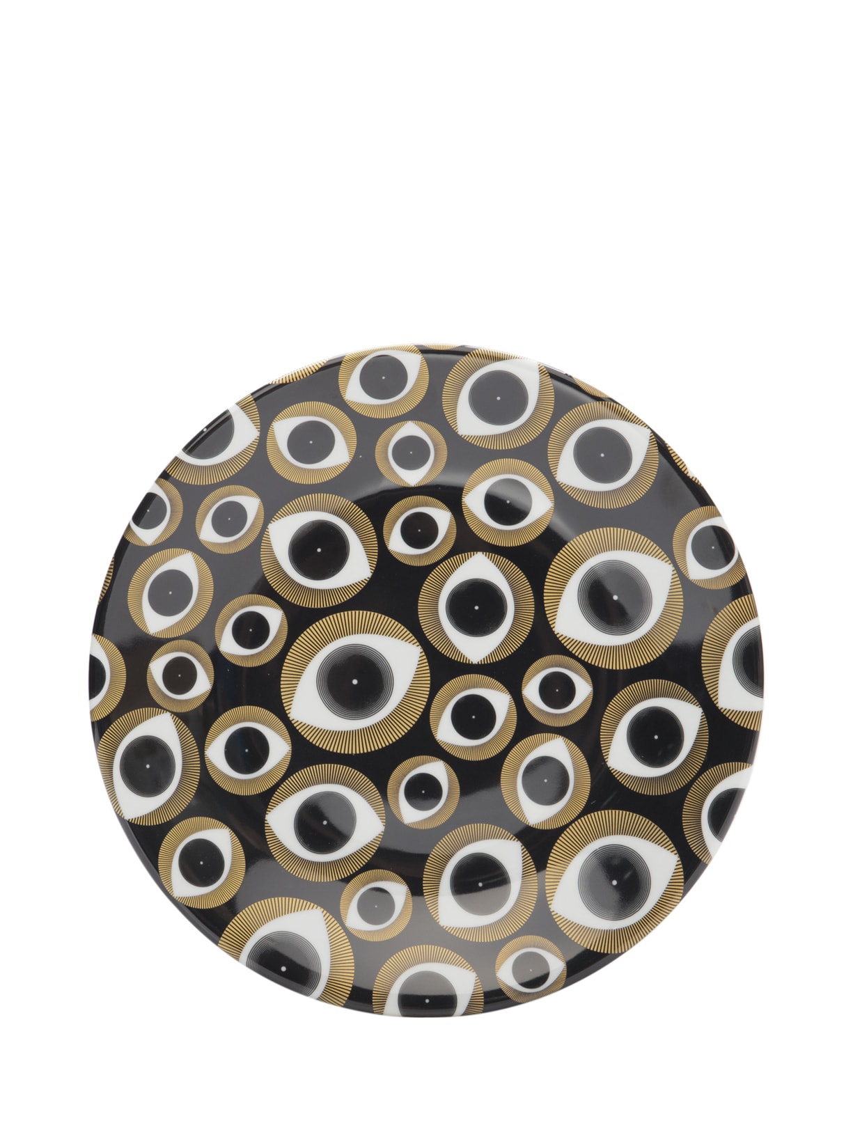 Prato Decorativo Olhos Em Porcelana 1 Peça - Preto