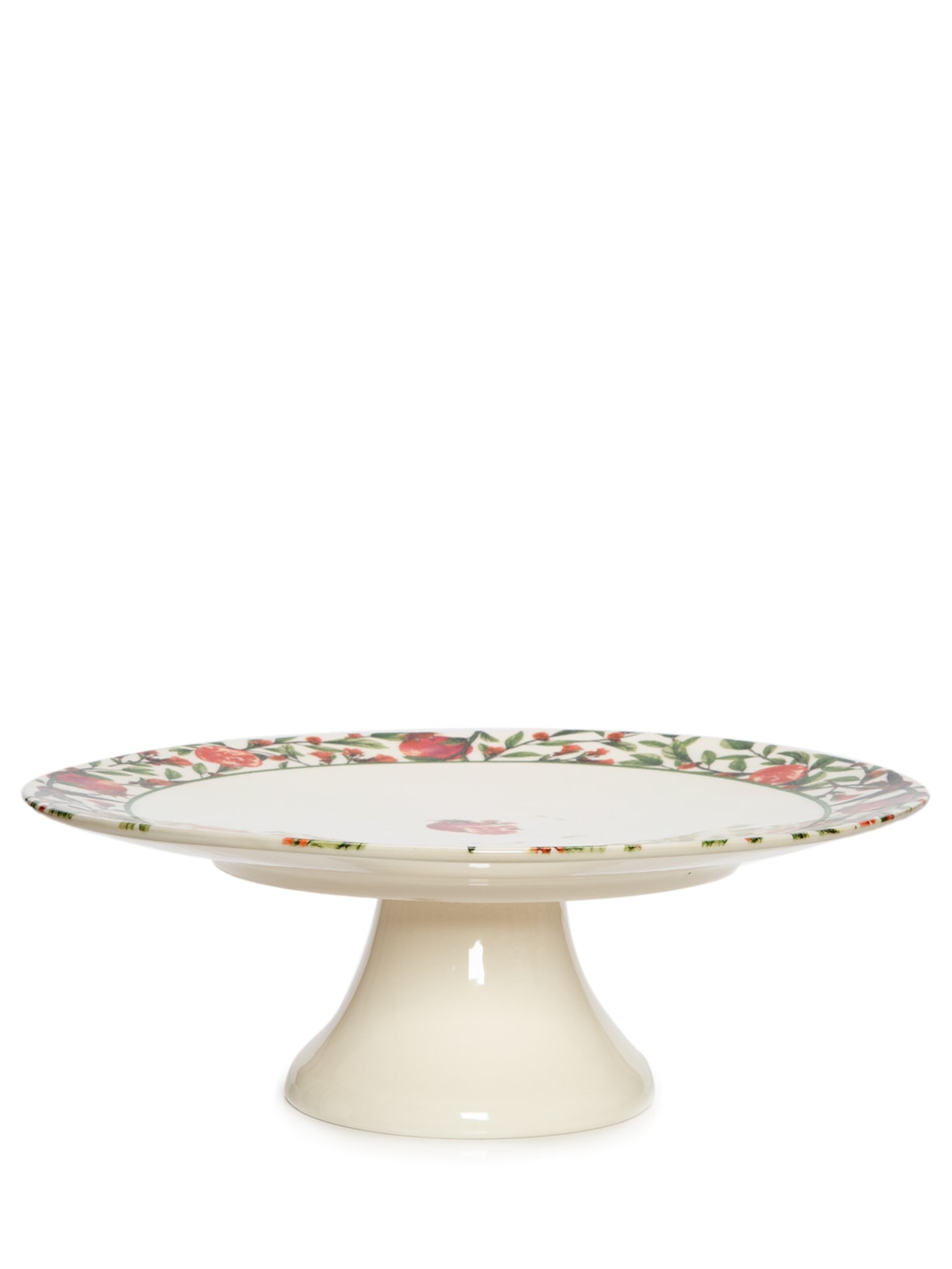 Prato Para Bolo Romã Em Cerâmica - Bege