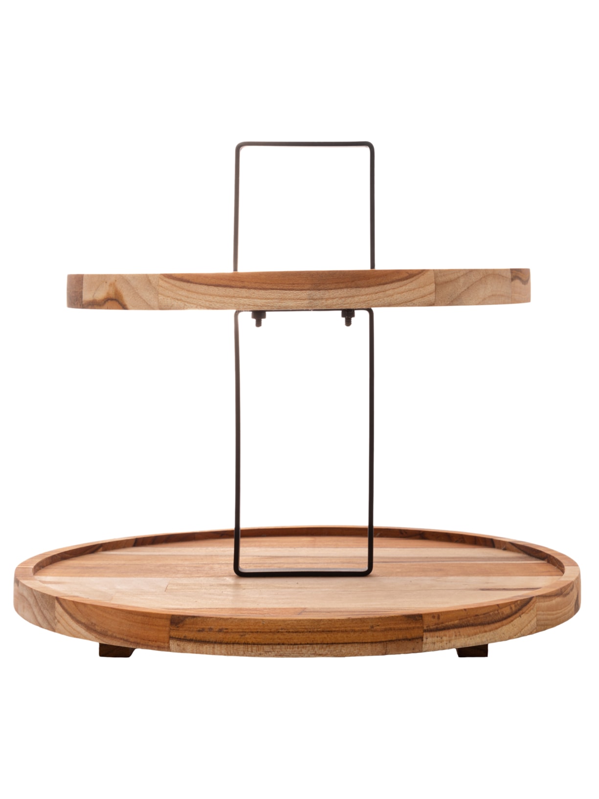 Prato Para Doce 2 Andares Teca Preto Fosco em Madeira - Marrom