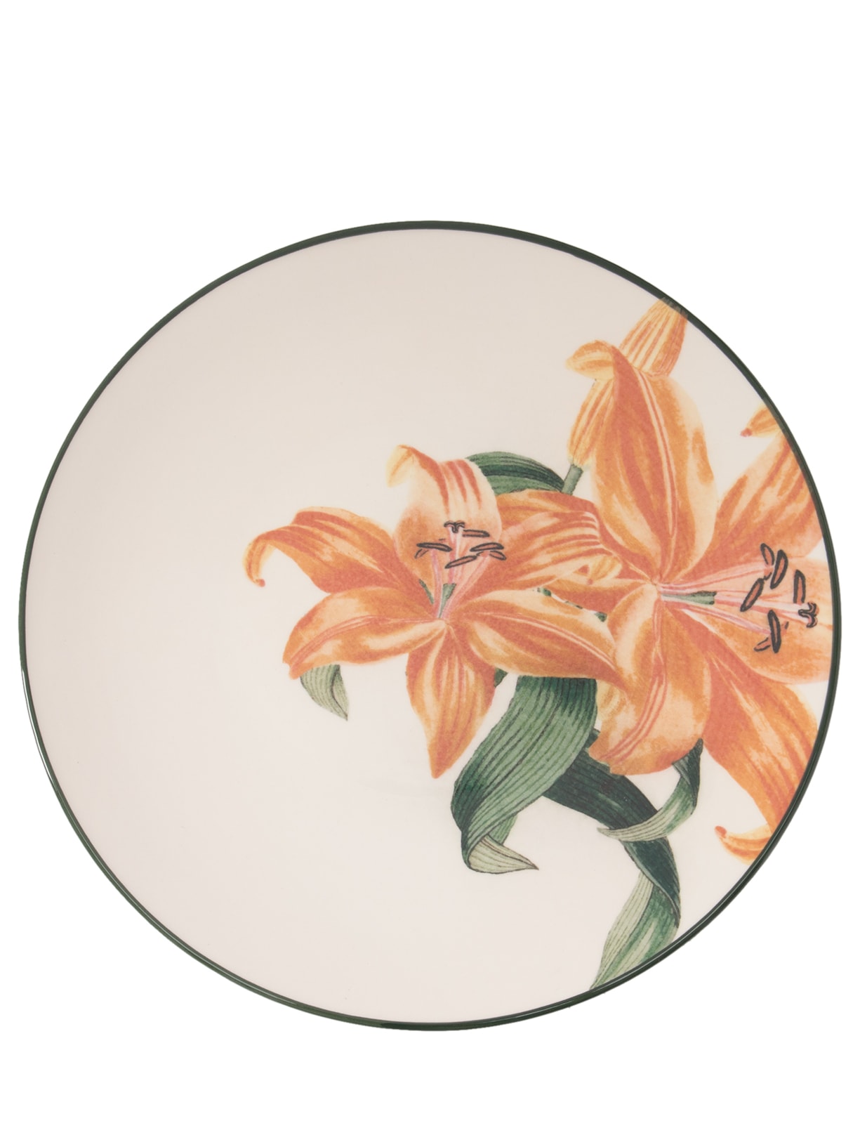 Prato Raso Lírio Em Cerâmica 1 Peça - Off White