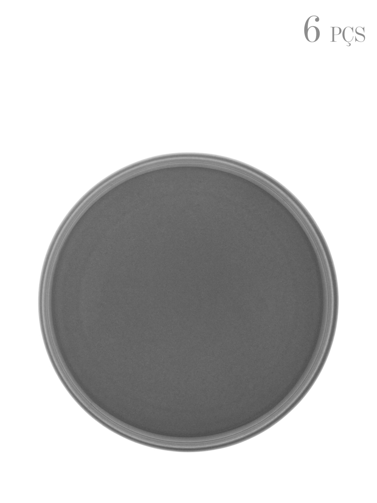 Pratos De Sobremesa Vadim Em Cerâmica 6 Peças - Cinza