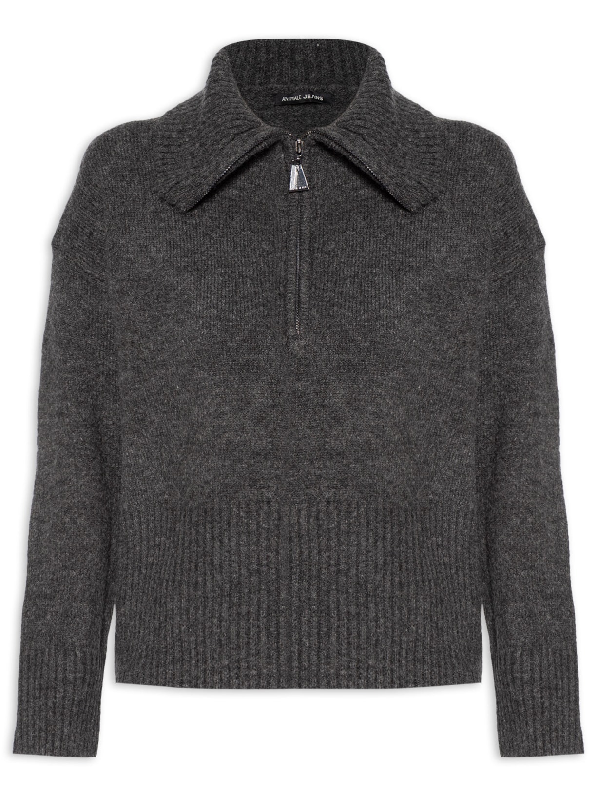 Pull Feminino De Zíper Cinza Animale Jeans