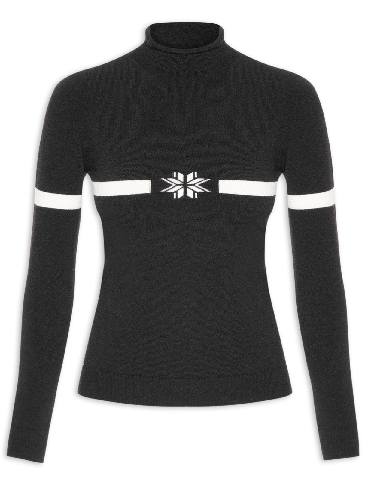 Pullover Feminino Floco de Neve em Lã Merino - Preto