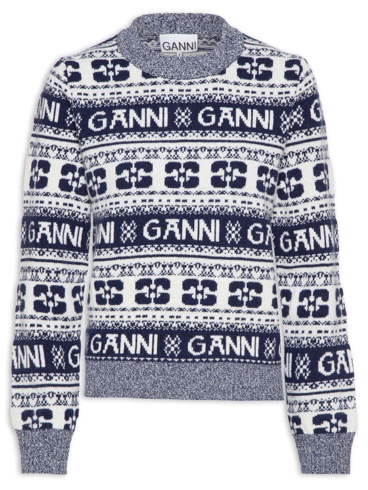 Pullover Feminino Logo Wool Mix O-Neck - Azul