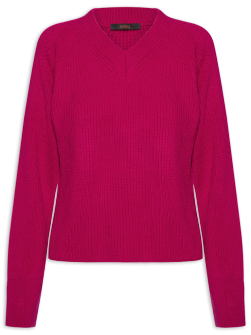 Pulôver Feminino Gola V Tricot - Rosa