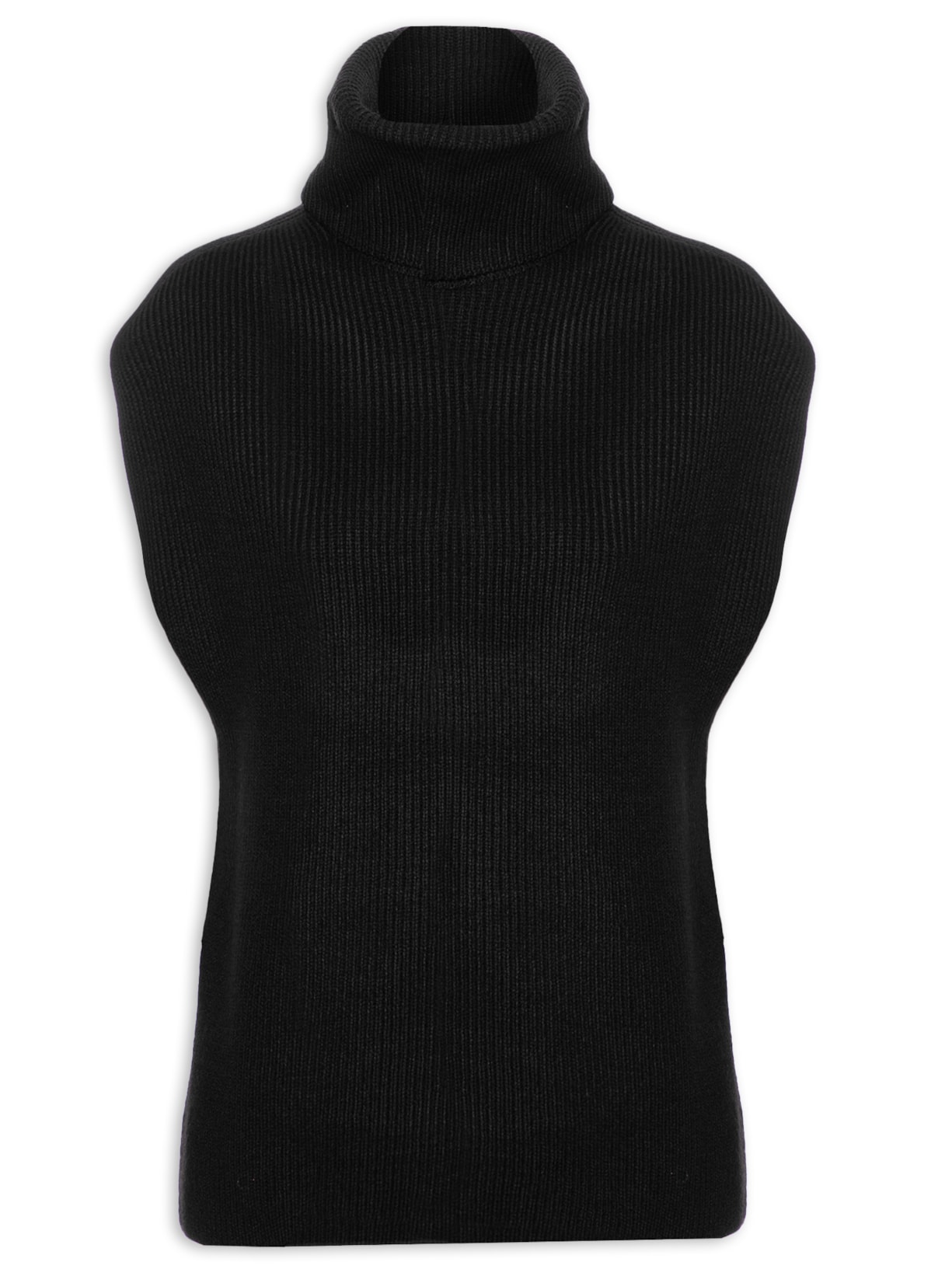 Pulôver Feminino Oversized Gola Alta Tricot - Preto