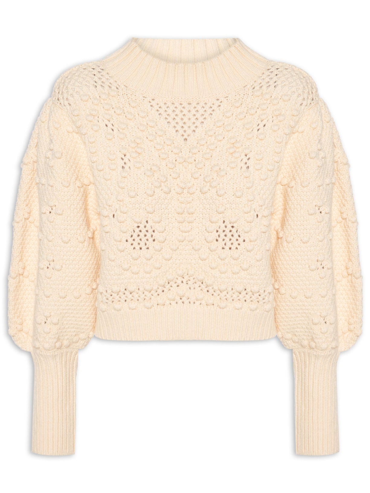 Pulôver Feminino Tricot Artesanal Borboleta - Bege