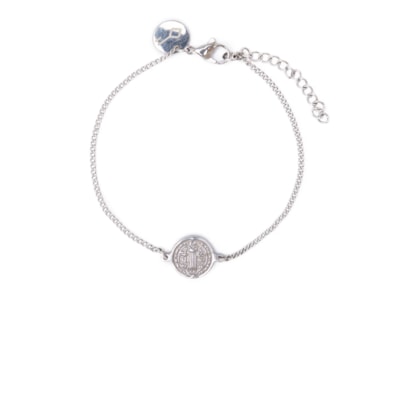 Pulseira Amuleto De Corrente Em Aço - Prata