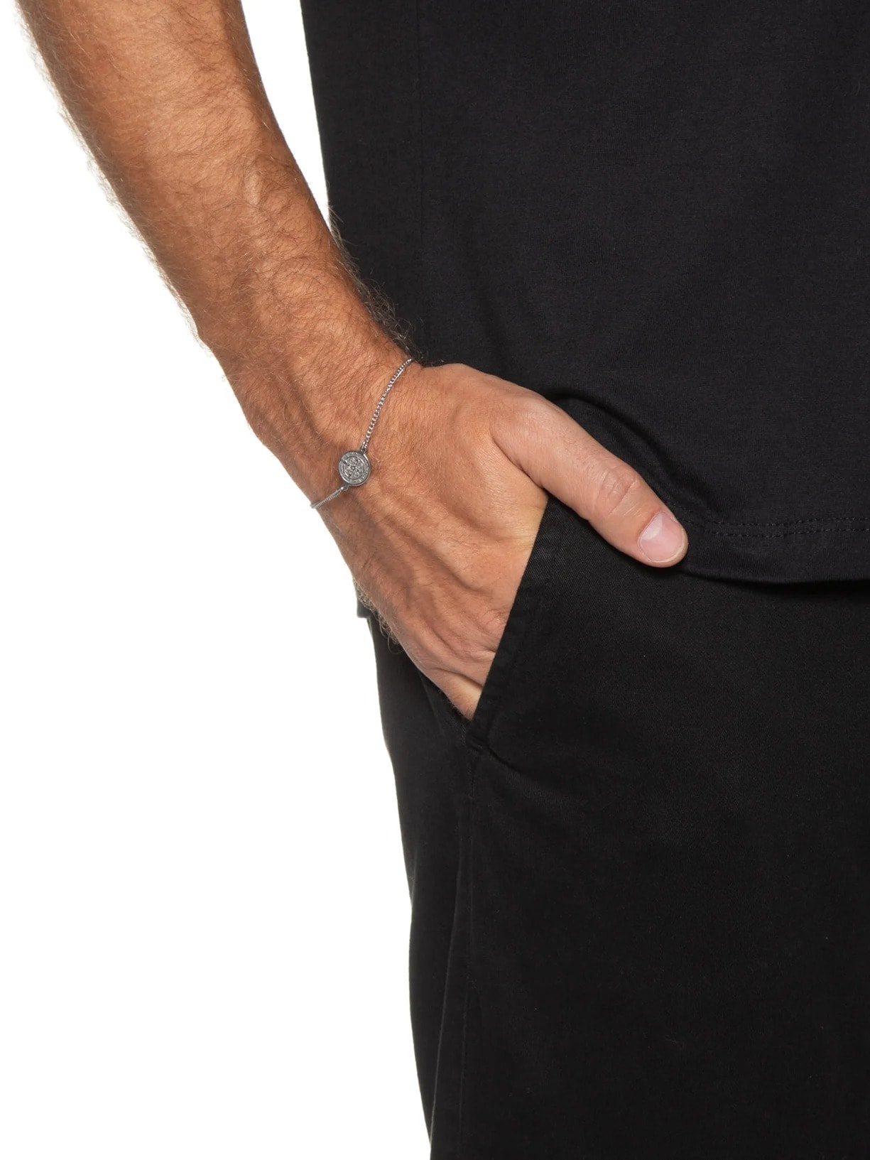 Pulseira Amuleto De Corrente Em Aço Prata Key Design