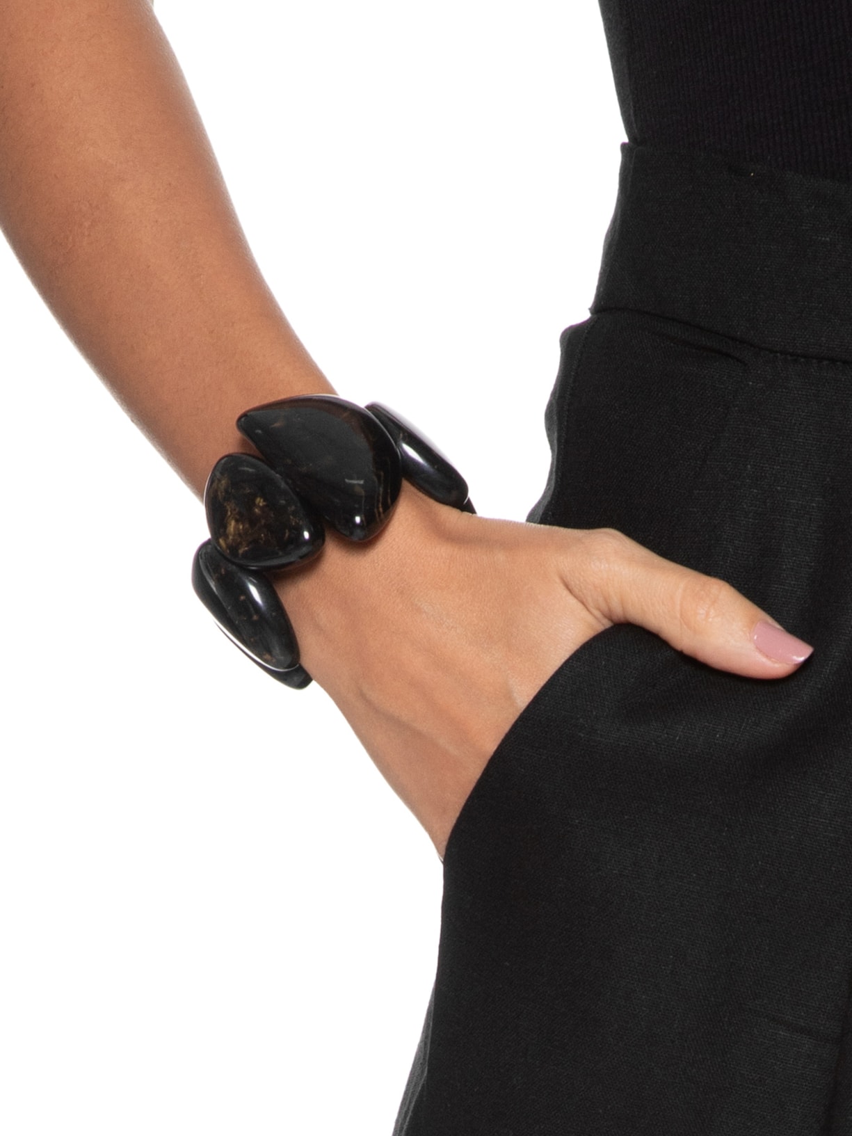 Pulseira Feminina Casca Dupla Preto Lool