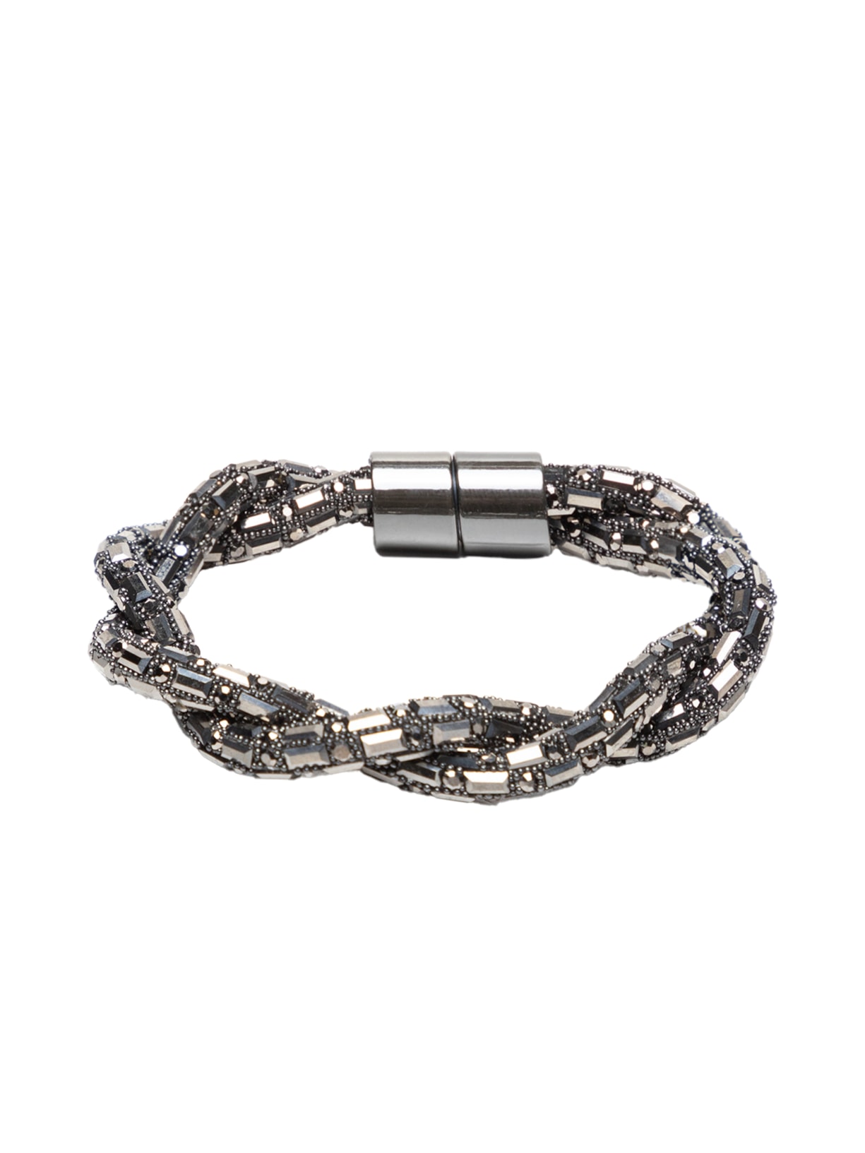 Pulseira Feminina Cravejada Entrelaçada - Preto