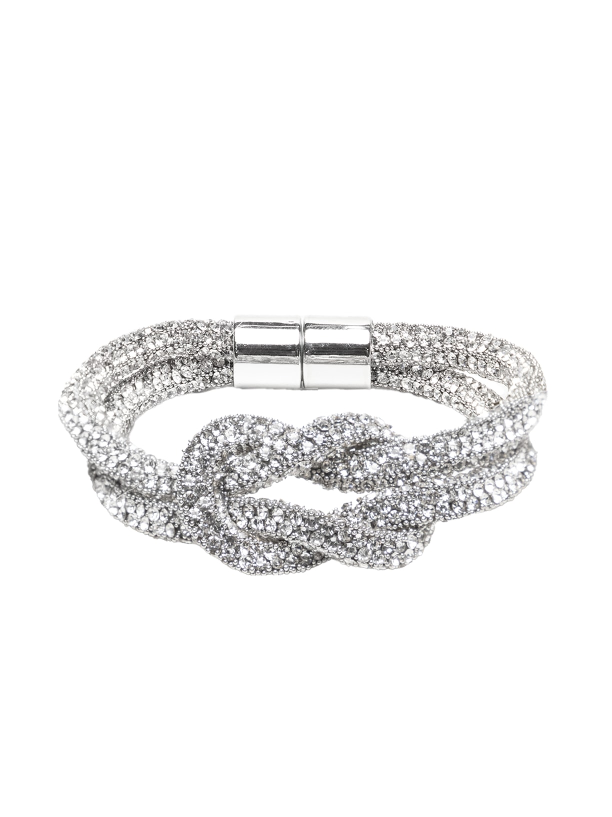 Pulseira Feminina Cravejada Nó - Branco