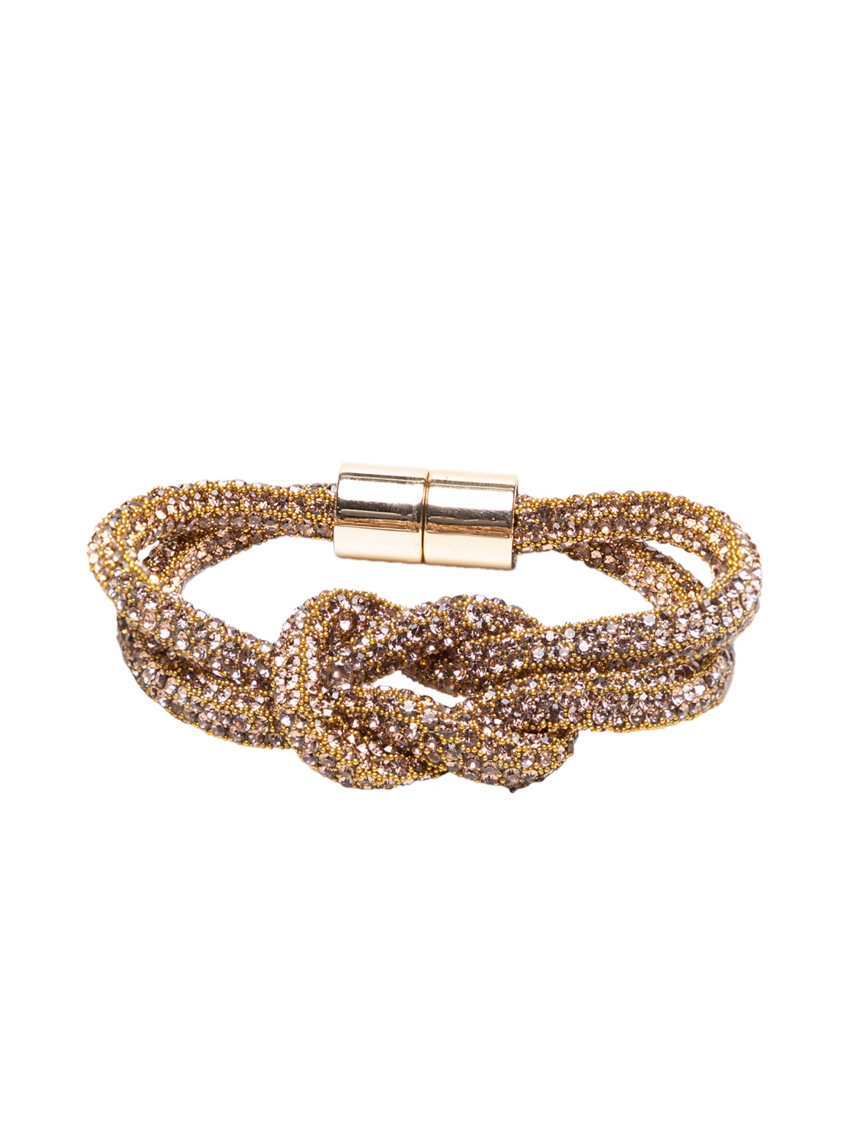Pulseira Feminina Cravejada Nó - Dourado