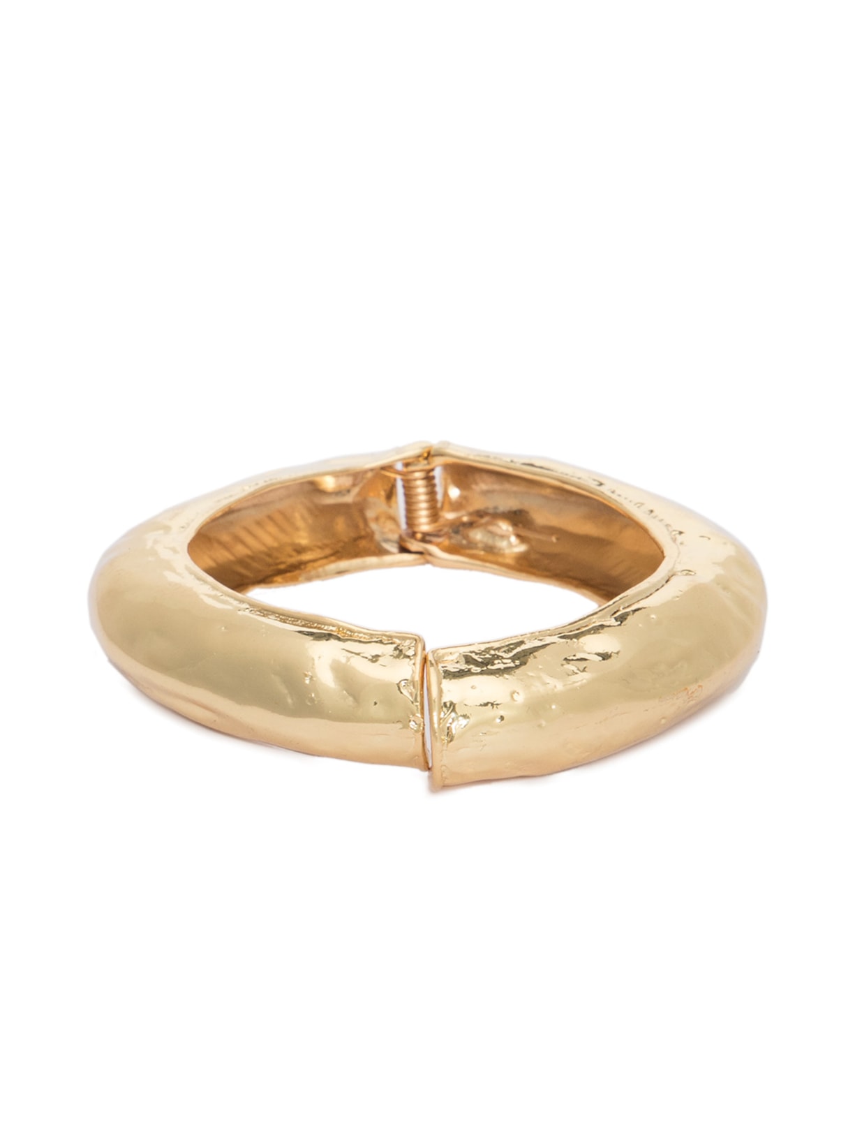 Pulseira Feminina Martelada Em Metal Dourado Palone