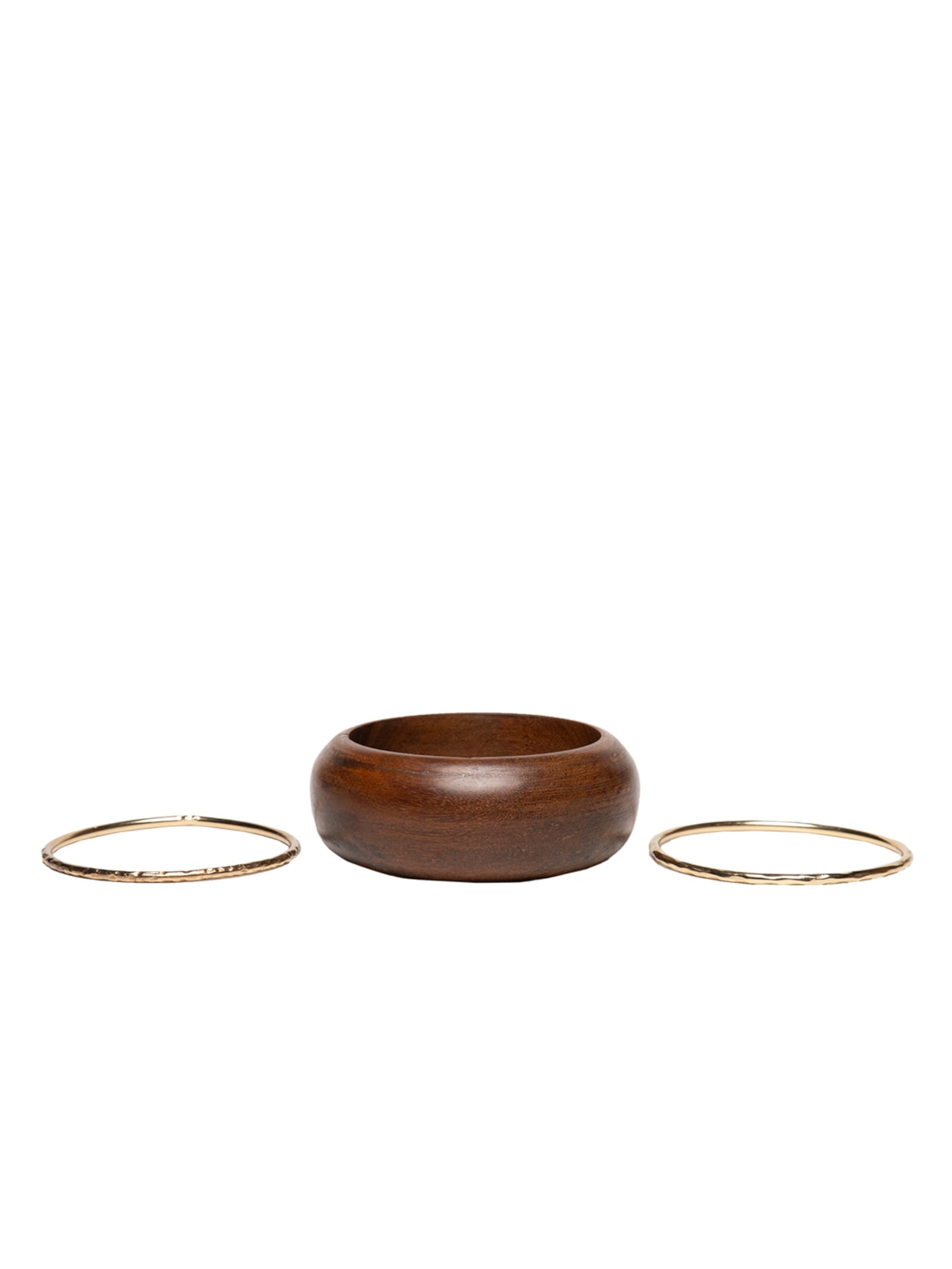 Pulseira Feminina Mix Madeira E Metal Marrom Animale