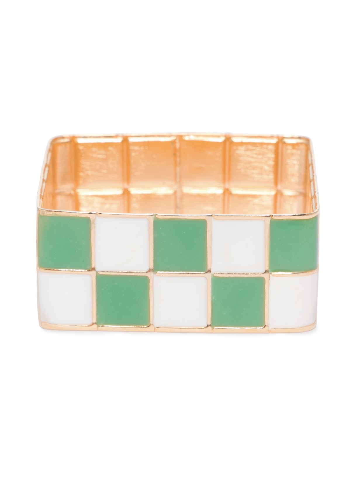 Pulseira Feminina Quadrada Xadrez Em Metal - Verde