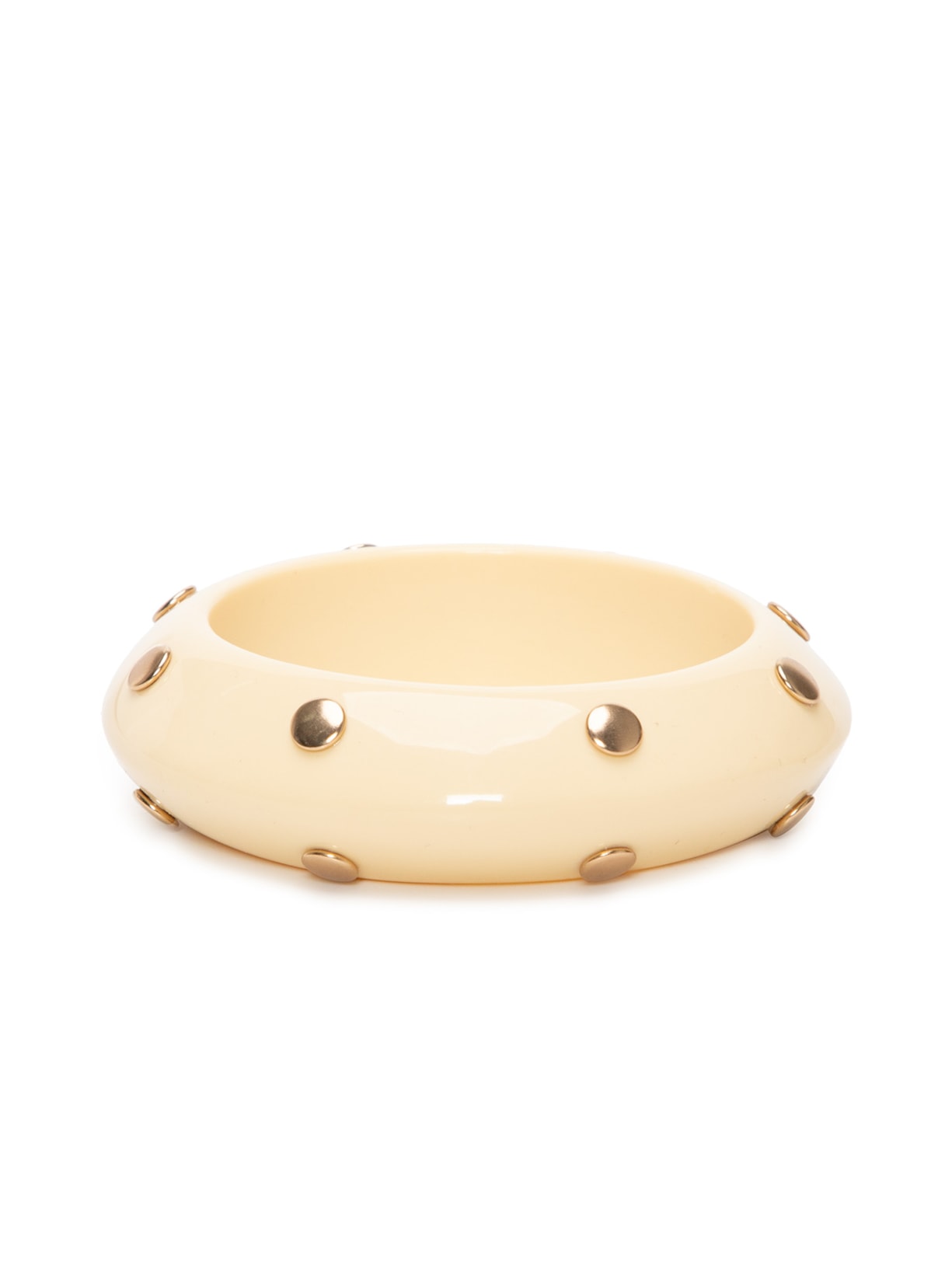 Pulseira Feminina Resina Rebites - Bege