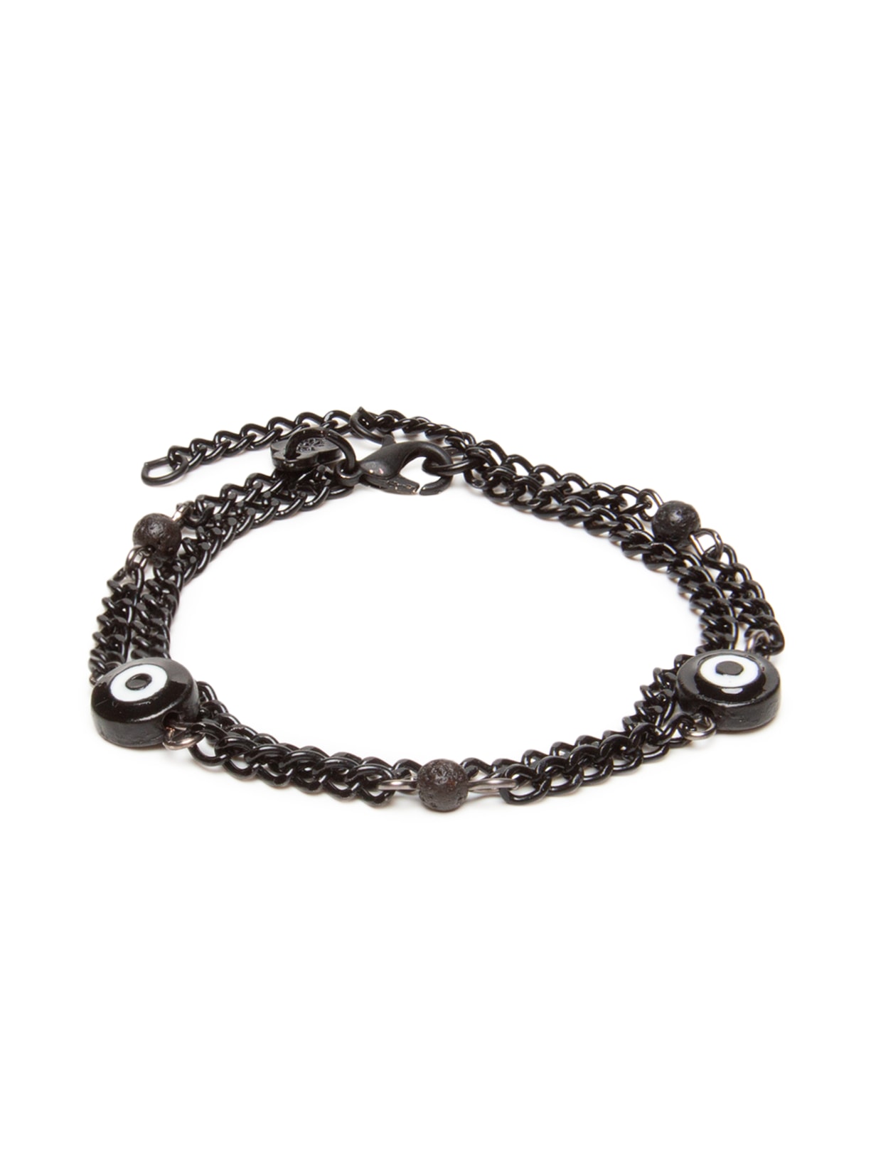 Pulseira Masculina Corrente Dupla Olho Grego - Preto