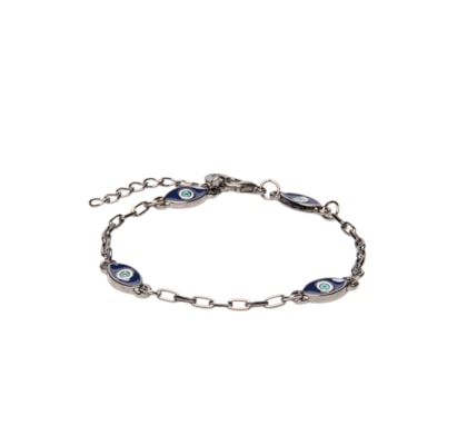 Pulseira Masculina Corrente Olho Grego - Cinza
