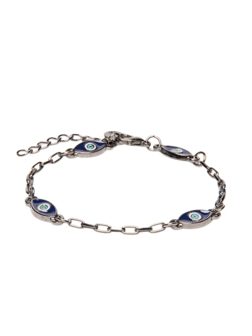 Pulseira Masculina Corrente Olho Grego - Cinza